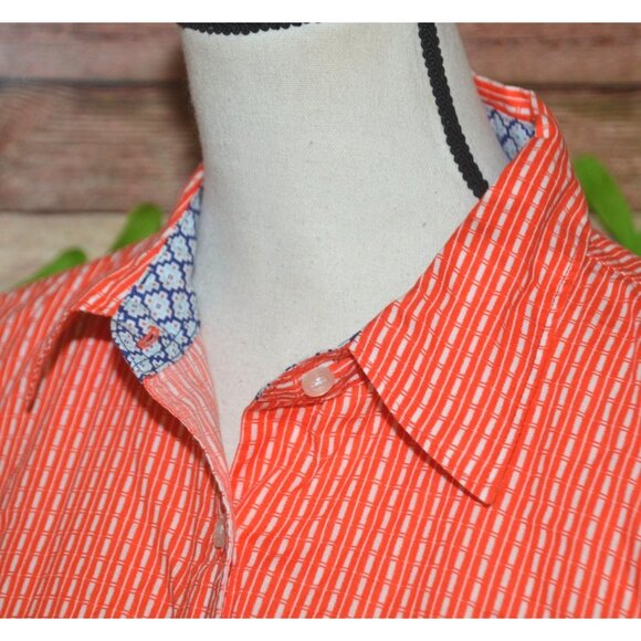 Cinch Ladies Orange Button Up Western Shirt Top Size XL Contrast Cuffs Cowgirl - Picture 4 of 12